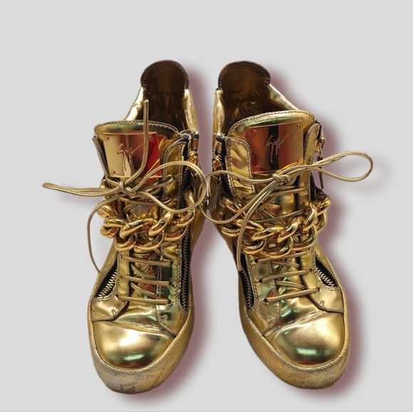 Giuseppe Zanotti Men's Metallic Chain & Zipper High-Top Sneaker - Picture 1 of 6